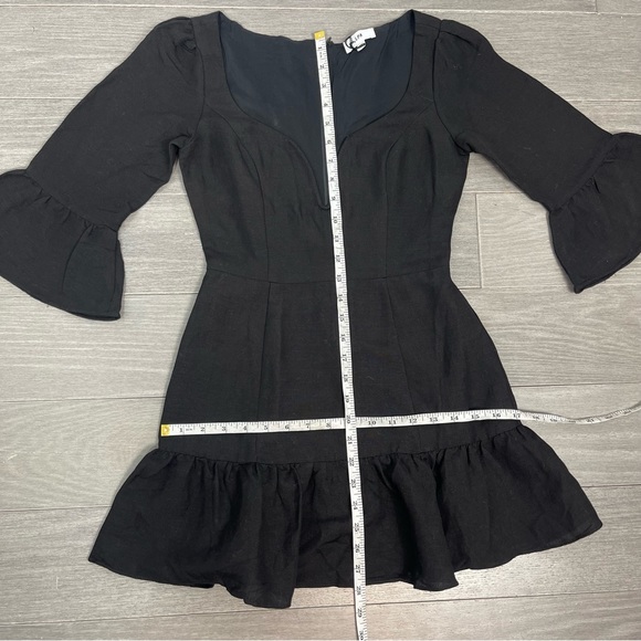 NWT LPA Revolve Dress 495 Black XS Linen Blend Ruffle Mini Minimalist Boho LBD - Picture 15 of 16